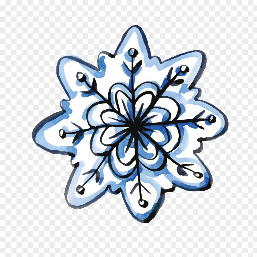 Snowflake Hand-painted Watercolor Vector Material Painting Computer File PNG
