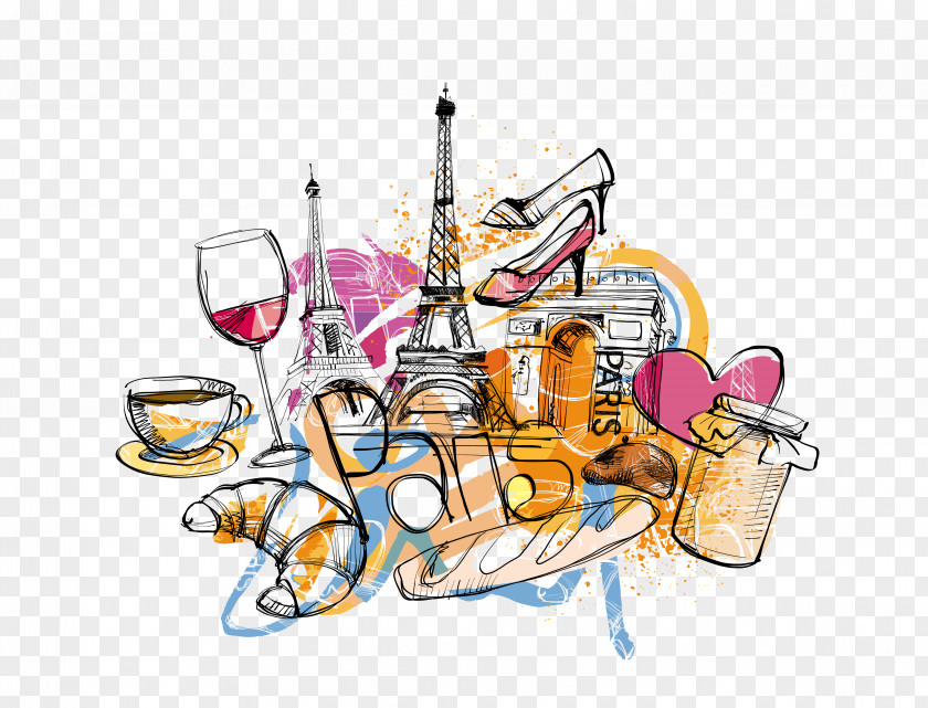 France Theme Download Eiffel Tower Architecture Cartoon Illustration PNG