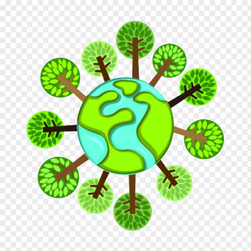 Green Earth Cartoon Logo PNG