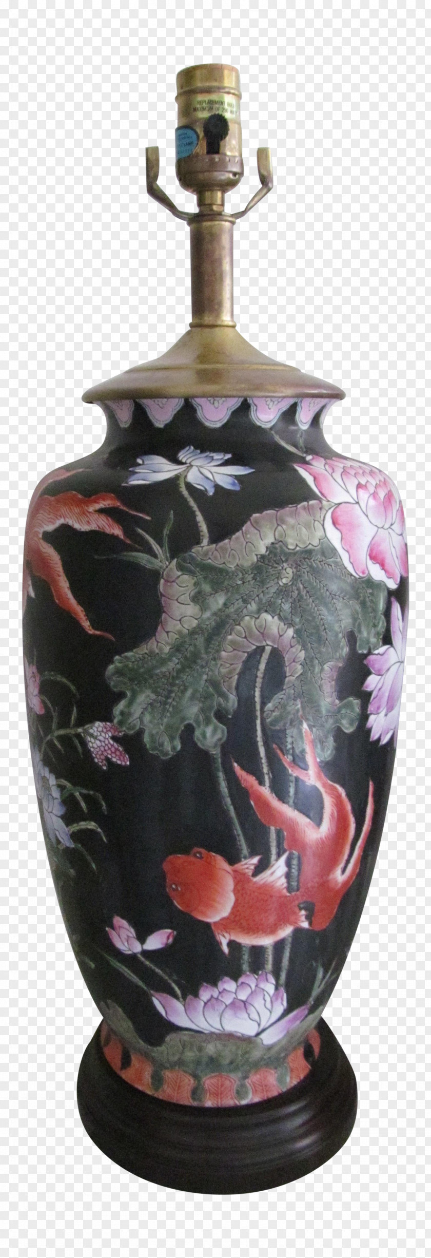 Hand-painted Lamp Vase Milk Glass Famille Noire Furniture PNG