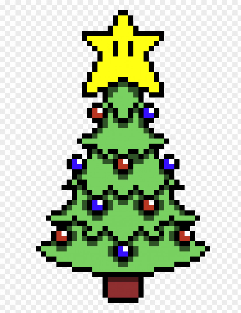 Pixel Art Christmas Tree Bead Mario PNG