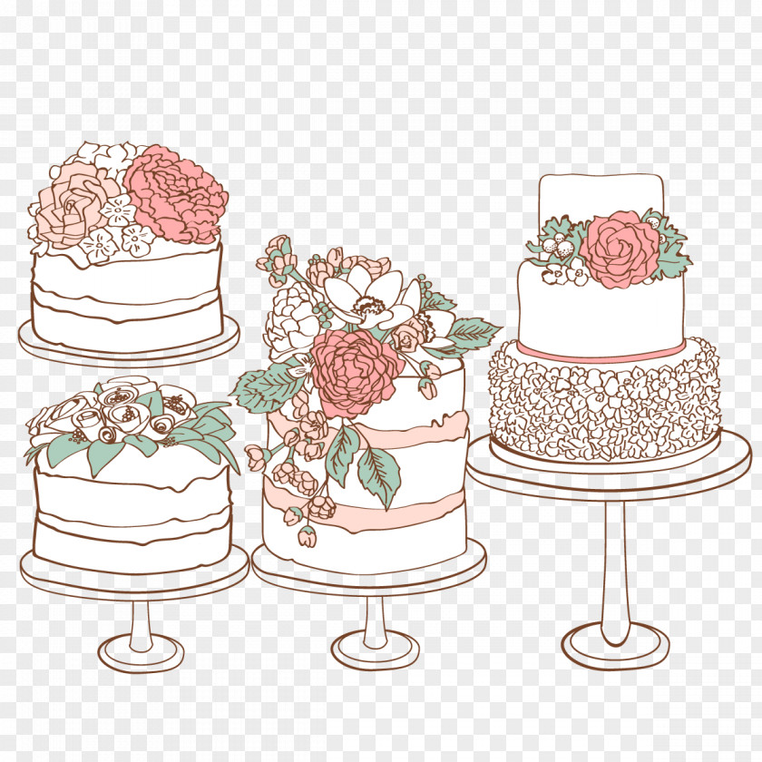 Vector Wedding Cake Birthday Bakery PNG