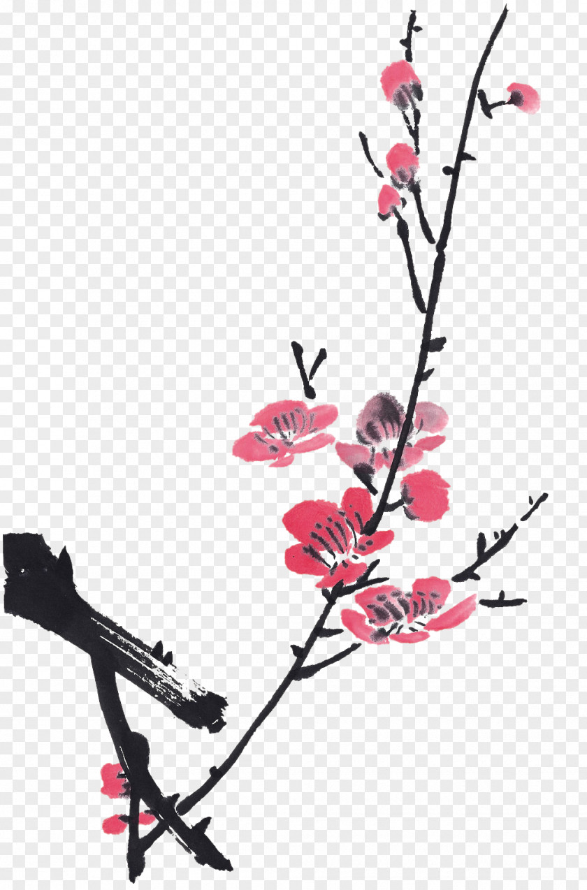 Ink Plum Wash Painting Chinese PNG