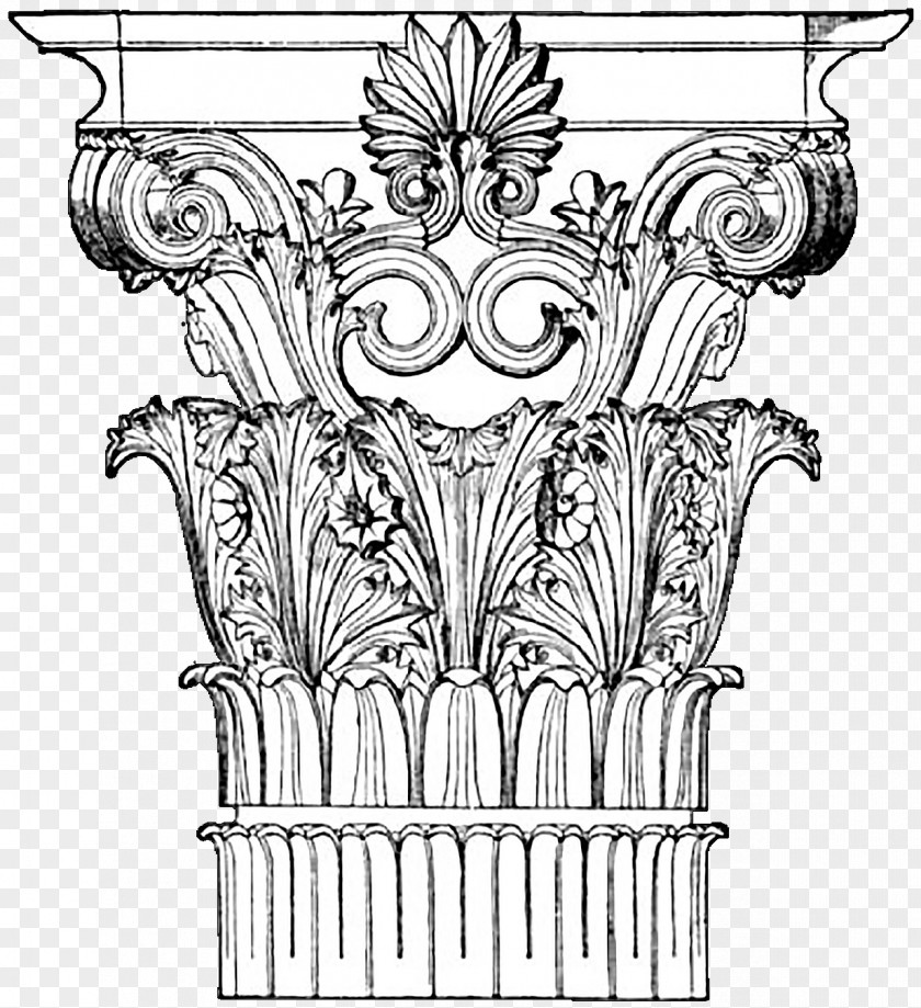 Craftsman Columns Caps Corinthian Order Drawing Architecture Classical Image PNG