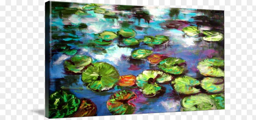 Watercolor Lily Water Lilies Giverny Painting Art Canvas PNG