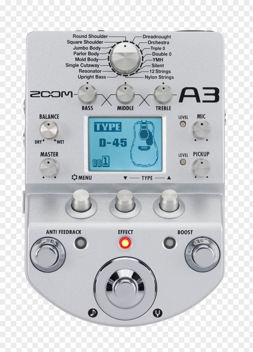 Pro Sound Effects Processors & Pedals Zoom A3 Acoustic Guitar Corporation Preamplifier PNG