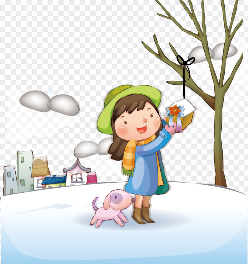 Children Snow Vector Material Aoxue Christmas Card Greeting New Year Boxing Day PNG