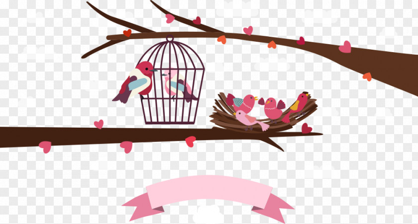 Vector Bird Cage And Tree Branches Birdcage PNG