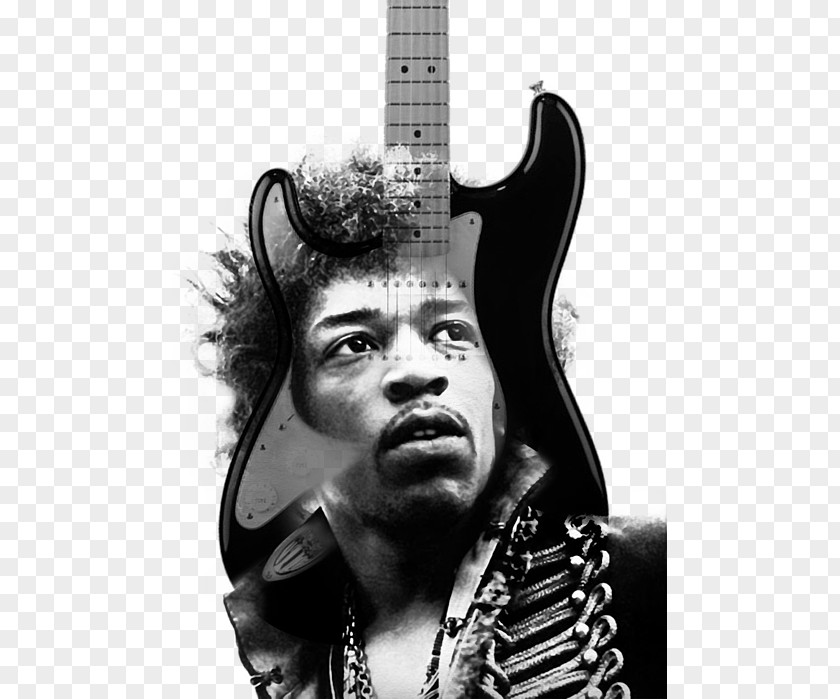 Nostalgic Jimi Hendrix Electric Guitar Guitarist Black And White Musician PNG