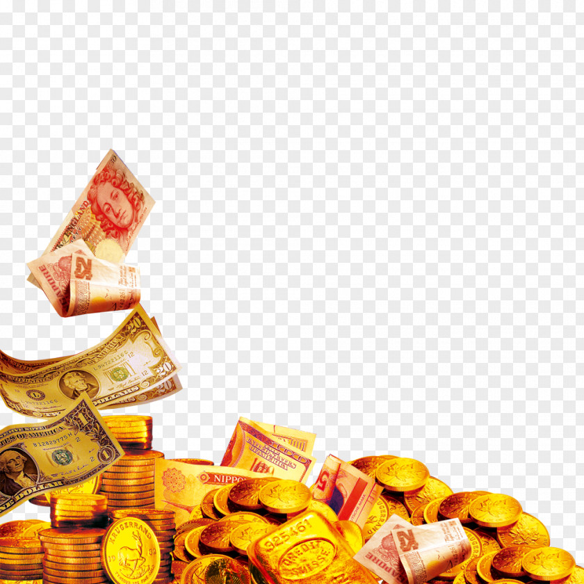 Piled Coins And Gold Devaluation Renminbi Exchange Rate Foreign Market Foreign-exchange Reserves PNG