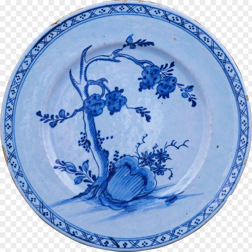 Plate Blue And White Pottery 18th Century Delftware Tin-glazed PNG