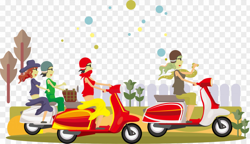 Ladies Motorcycle Vector Graphics Akhir Pekan Illustration PNG