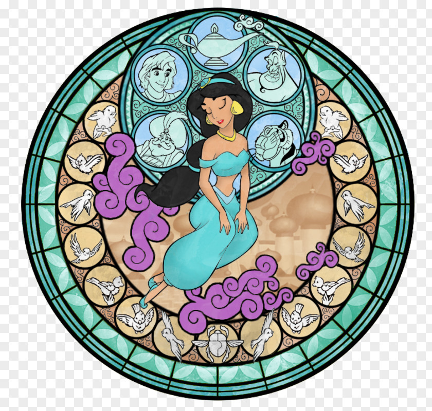 Princess Jasmine Kingdom Hearts II Stained Glass Window The Walt Disney Company PNG