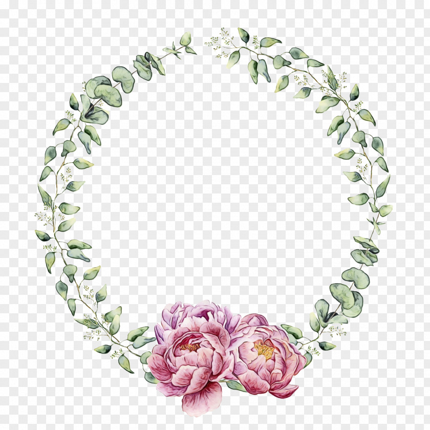 Watercolor Painting Flower Wreath Illustration PNG