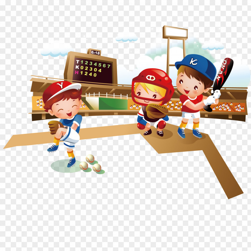 Baseball Cartoon Children Vector Material Illustration PNG