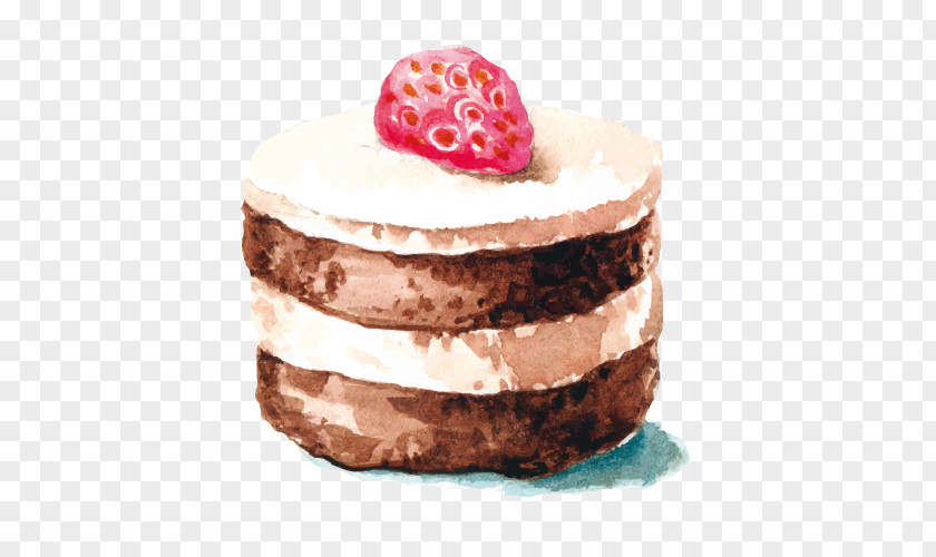Chocolate Cake Picture Watercolor Painting Strawberry Drawing Illustration PNG