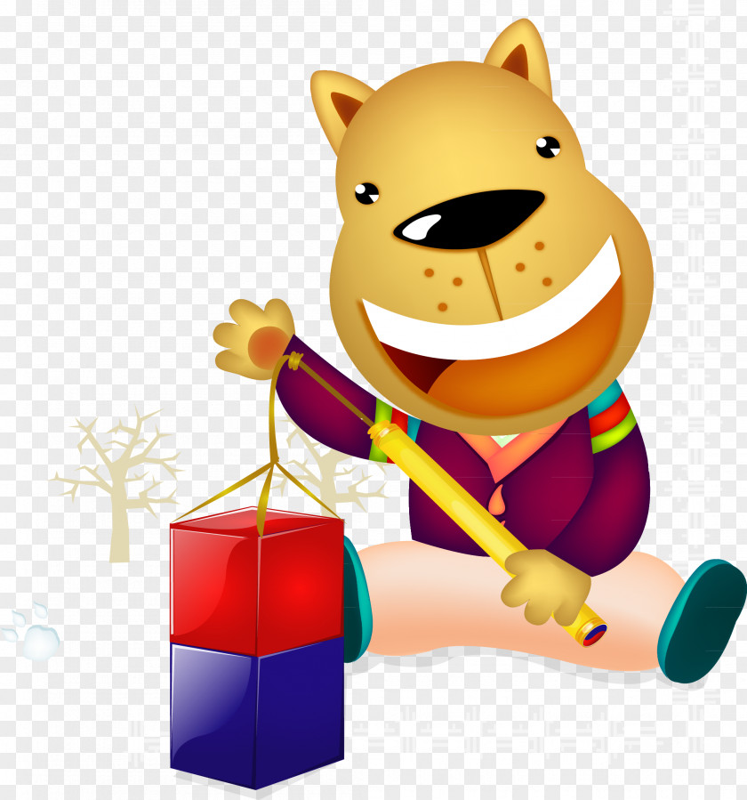 Cute Dog Lantern Cartoon Chinese New Year PNG