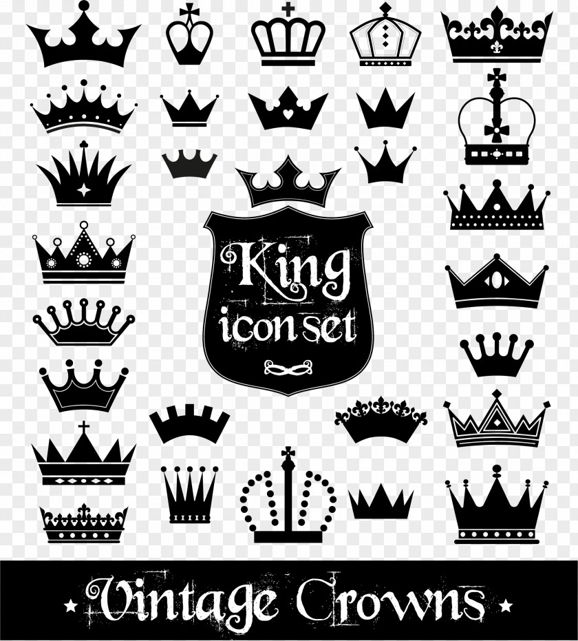 Hand Painted Black Crown Euclidean Vector PNG
