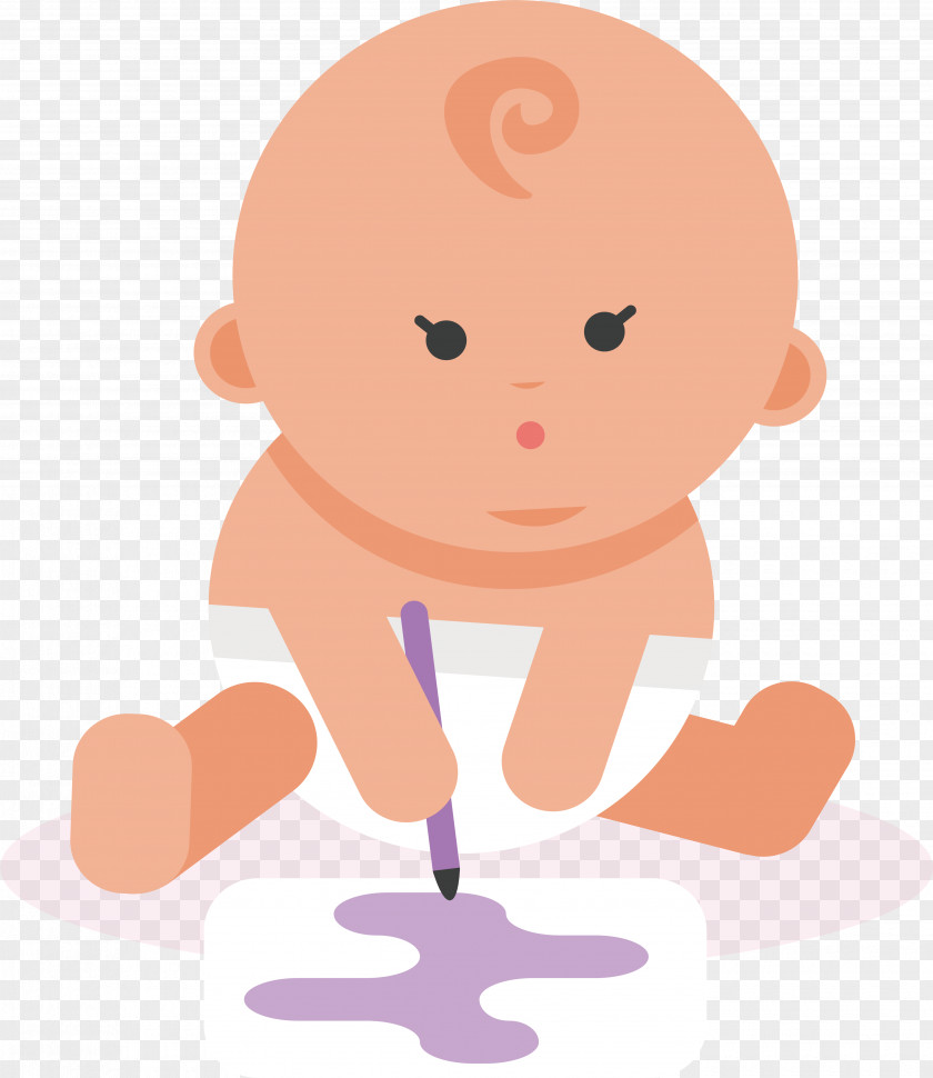 A Baby Who Learns To Paint Drawing Illustration PNG