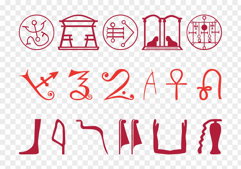 Cartoon Collection Temple Ancient Egypt Egyptian Hieroglyphs Symbol Set PNG