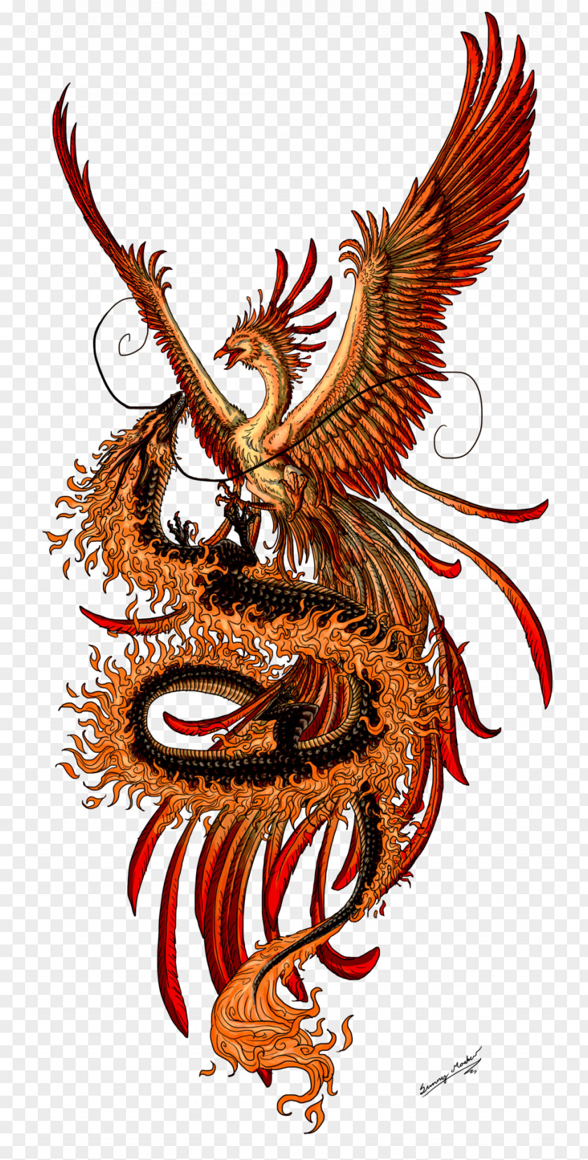 Phoenix Fenghuang Chinese Dragon Tattoo PNG