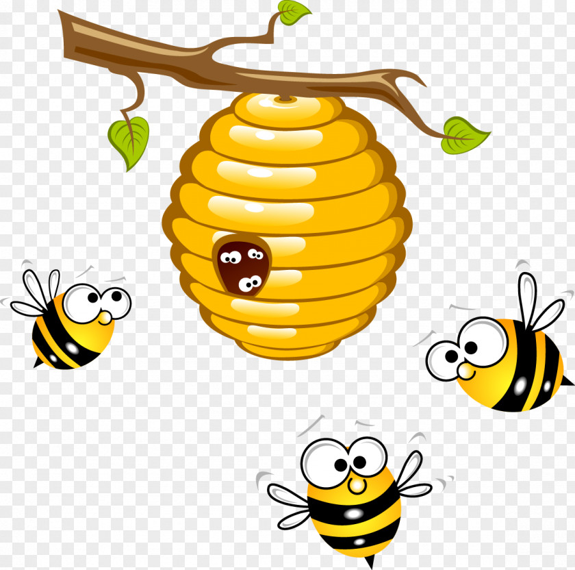 Yellow Jar Vector Material Beehive Honey Bee Clip Art PNG