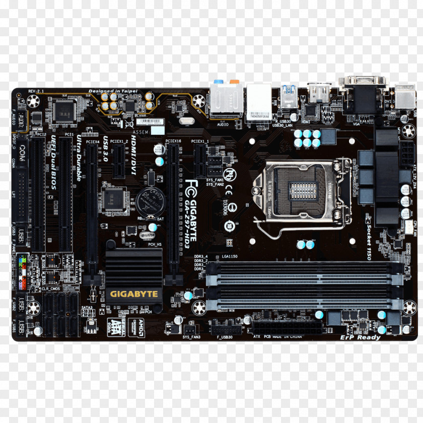 Intel LGA 1150 Motherboard Gigabyte GA-Z97-HD3 Technology PNG