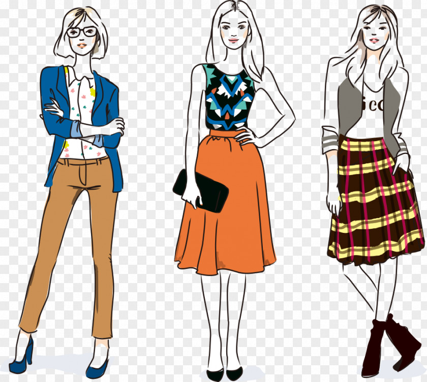 Vector Fashion Girls Design PNG