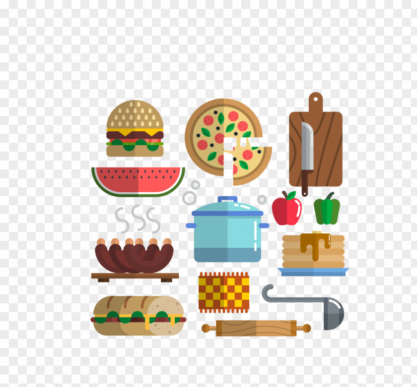 Flat Food And Kitchen Utensils Vector Material Euclidean Icon PNG
