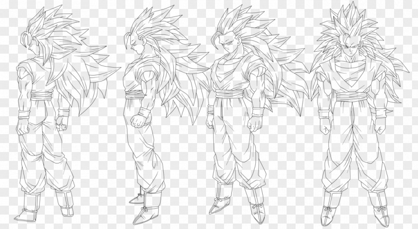 Goku Figure Drawing Line Art Sketch PNG