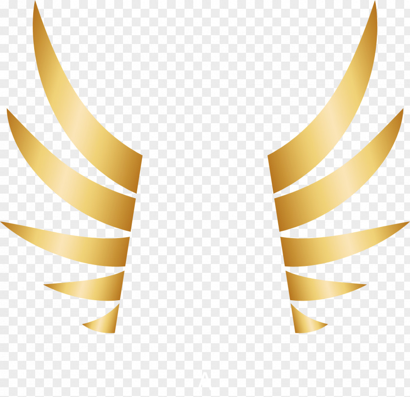 Vector Hand-painted Golden Wings Drawing PNG