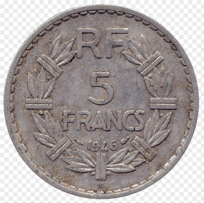 Coin Silver French Franc Money PNG