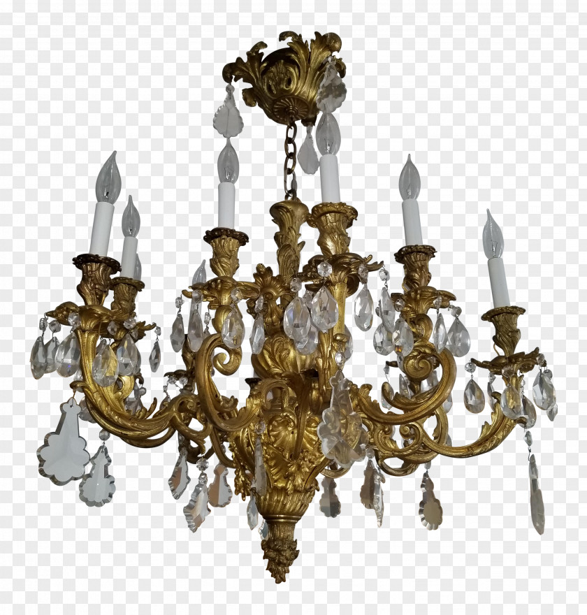 Brass Chandelier Antique Lead Glass Lighting PNG