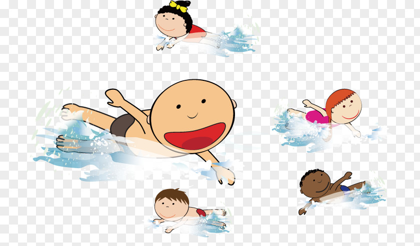 Children Swimming In The Sea Beach Wind Wave Clip Art PNG