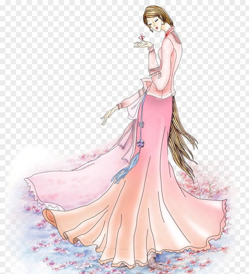 Elegant Queen Cartoon Model Illustration PNG