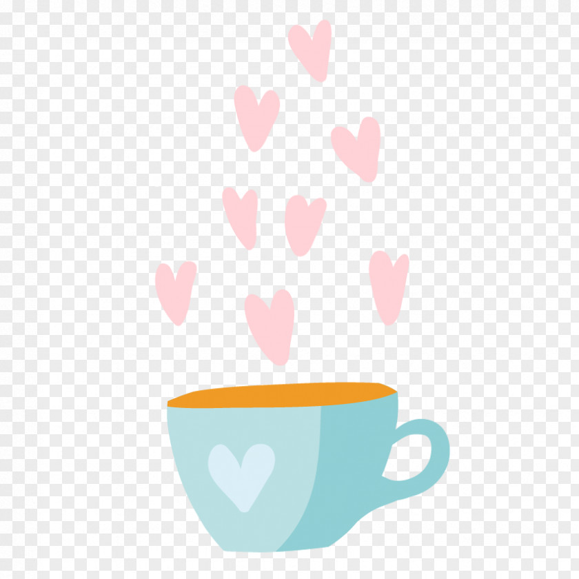 Hand-painted Love Coffee Cup Pattern PNG