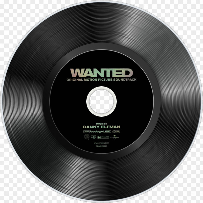 Wanted: Original Motion Soundtrack Compact Disc Music Album PNG disc , motion poster clipart PNG