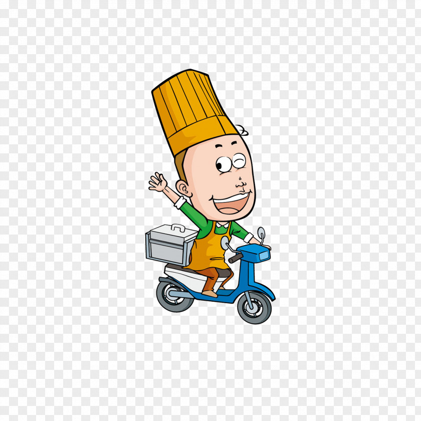 Cycling Cook Food Delivery Take-out Cartoon Download PNG