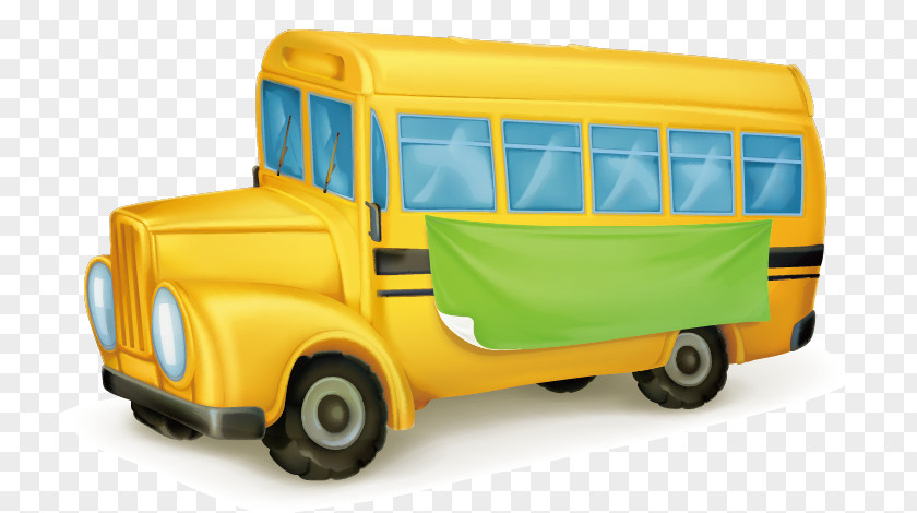 Vector Fine School Bus Cartoon PNG