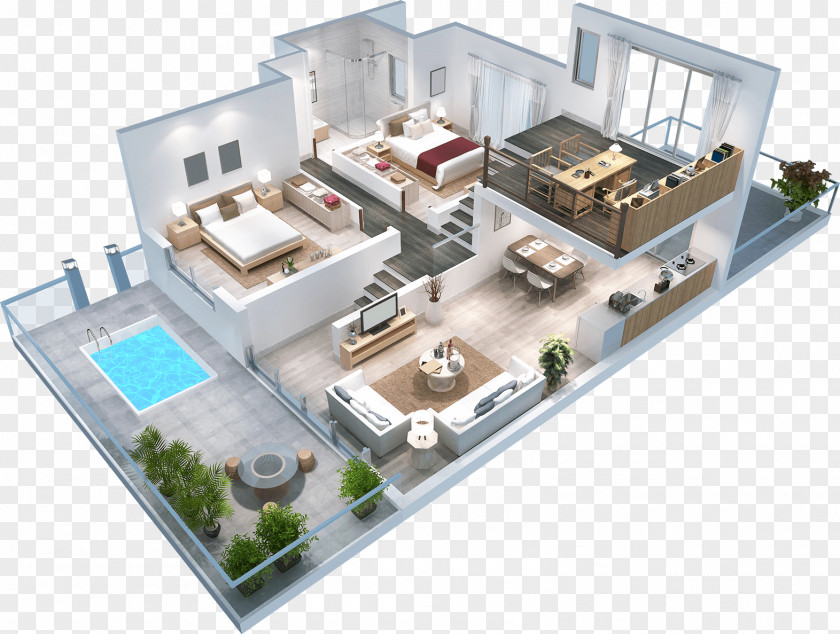 Home Automation Isometric Projection 3D Floor Plan Royalty-free PNG