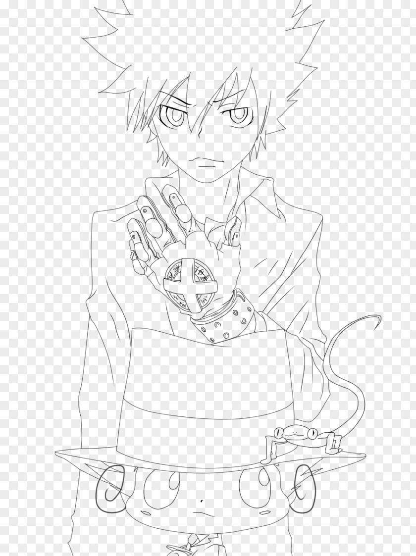 Reborn Tsunayoshi Sawada Line Art Reborn! Black And White Sketch PNG