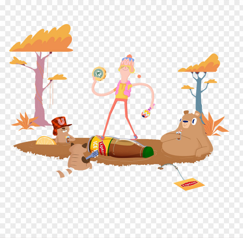 Animals And Dancers Painted Trees A Drink Animal PNG