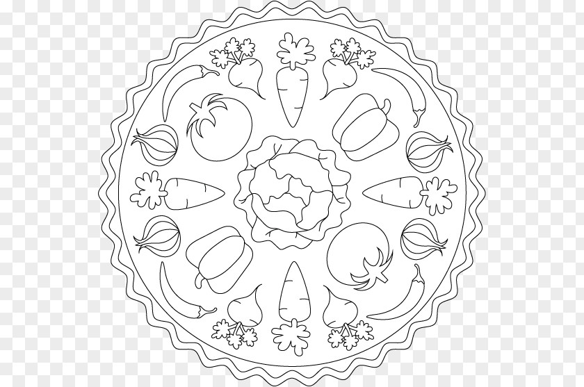 Mandala Ausmalbild Coloring Book Line Art Vegetable PNG