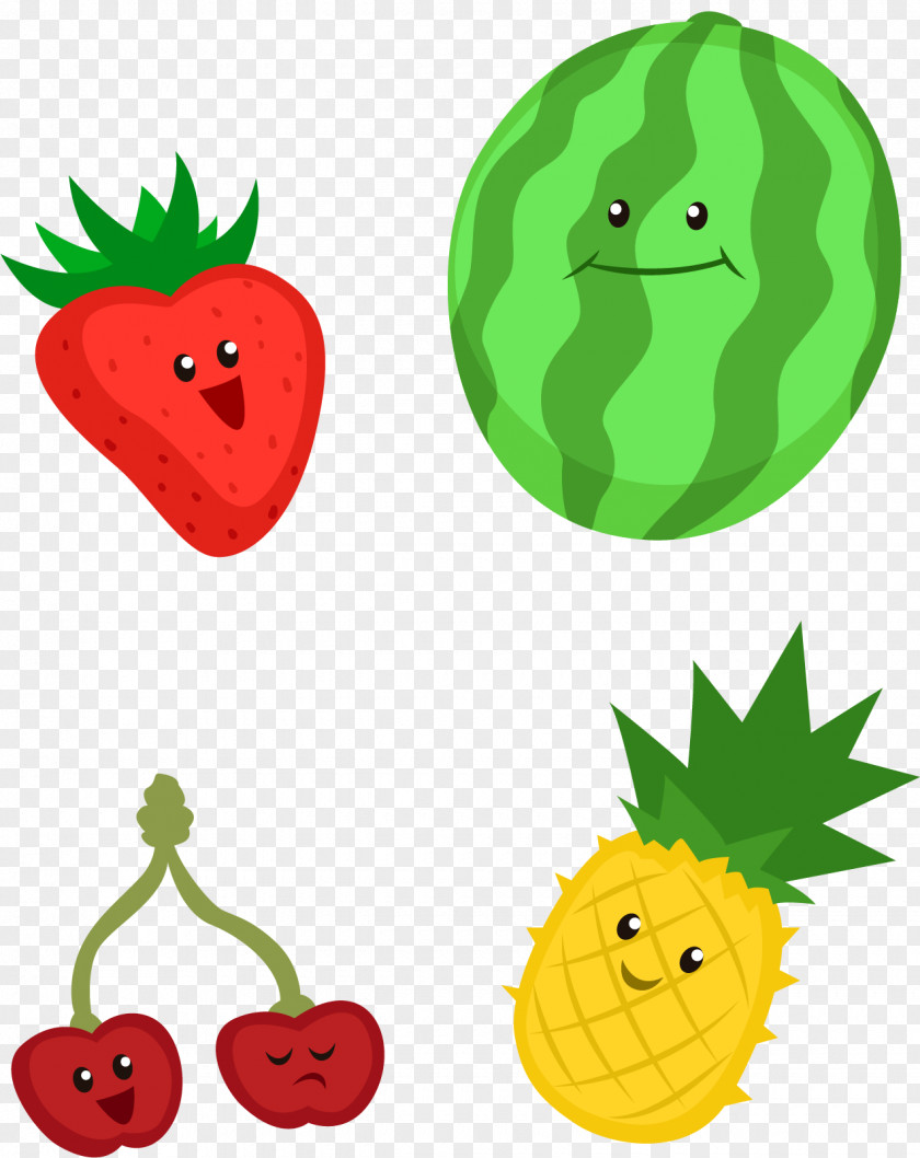 Strawberry Pineapple Vector Elements Auglis Fruit Cartoon PNG