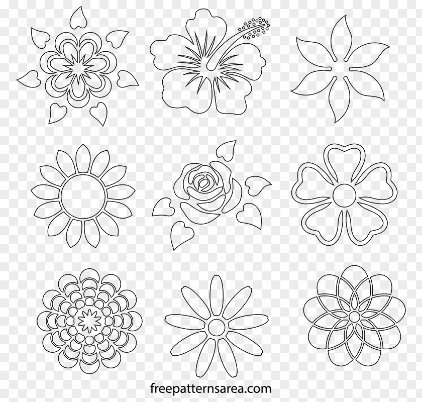 Design Stencil Flower Petal Pattern PNG