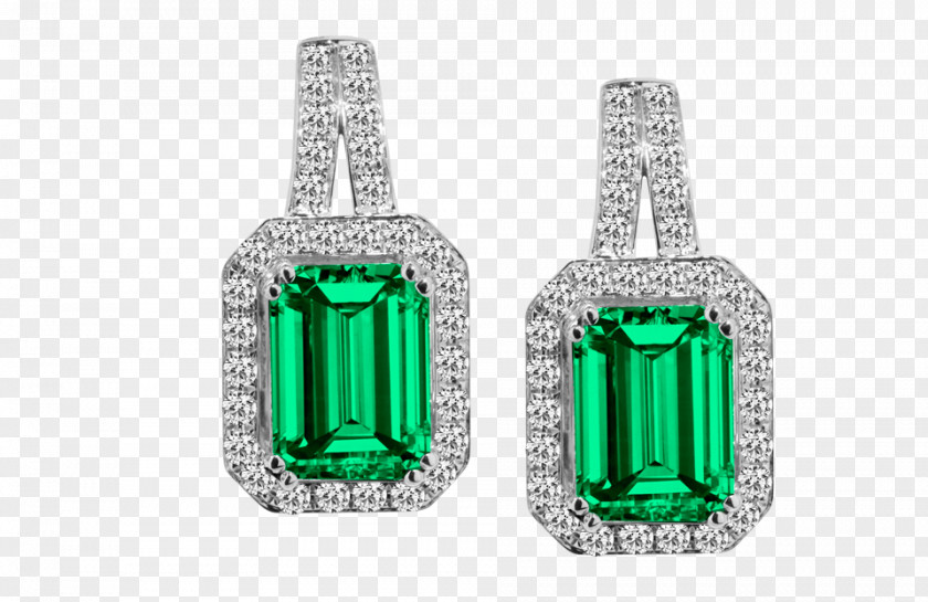 Royal Style Colombian Emeralds Earring Jewellery PNG