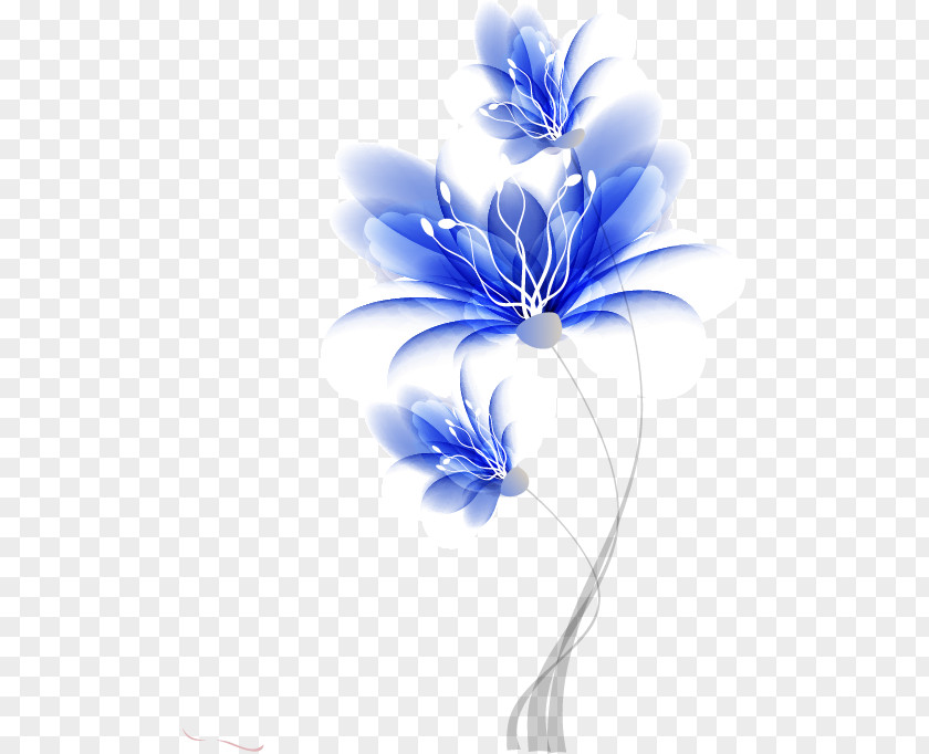 Hand-painted Flower Pattern Blue Dream Drawing PNG