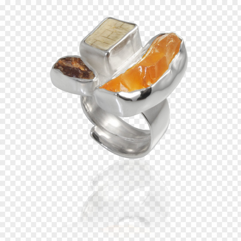 Orange Ring Amber Gemstone Silver Jewellery PNG