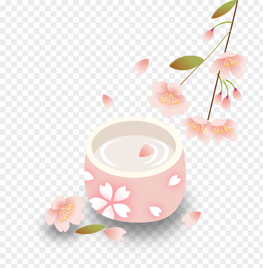 Sakura Flower Alcoholic Drink Pink Hanami PNG