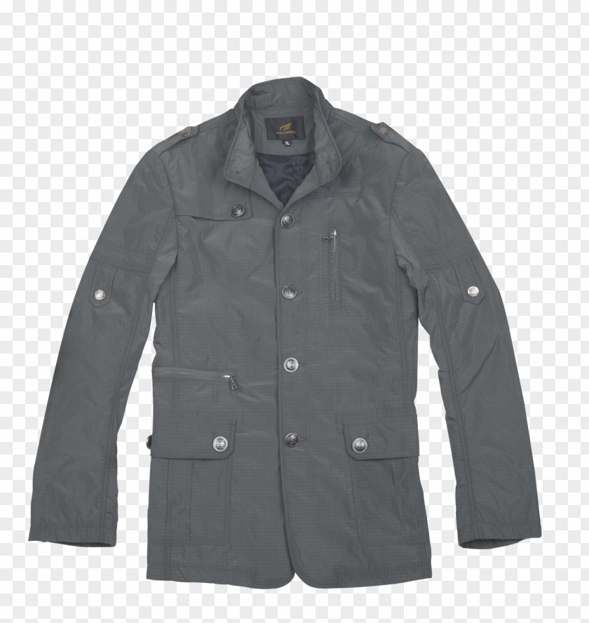 Gray Long-sleeved Jacket Coat Sleeve Outerwear Button PNG